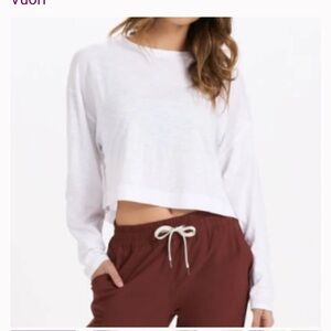 Vuori Long Sleeve Sundown Tee in White size medium